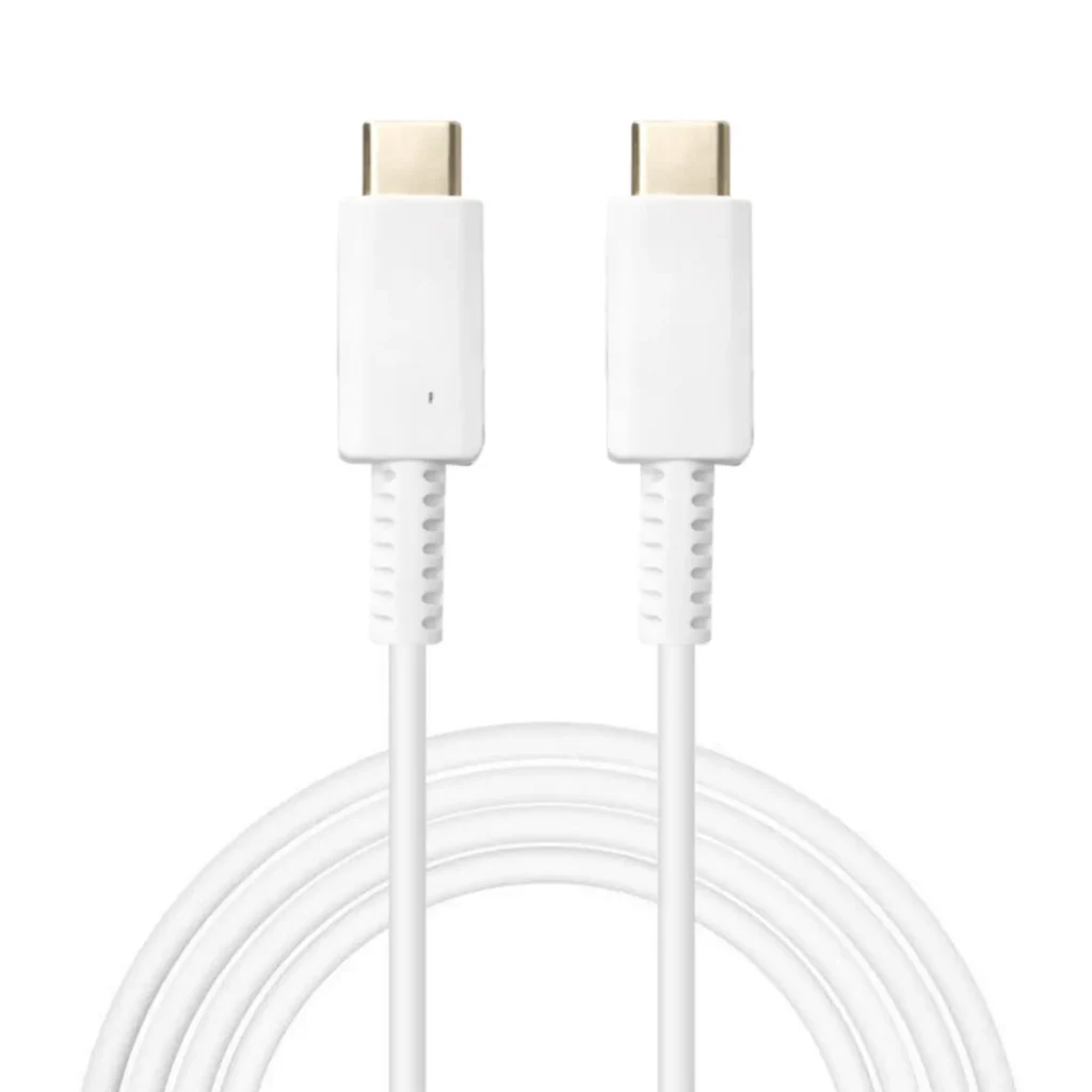 White USB Type-C to USB Type-C charging cable with two USB-C connectors